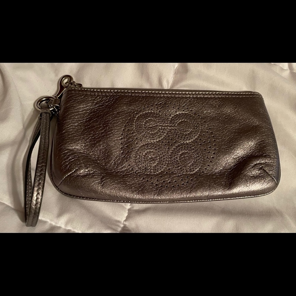 Pewter Coach wallet/wristlet